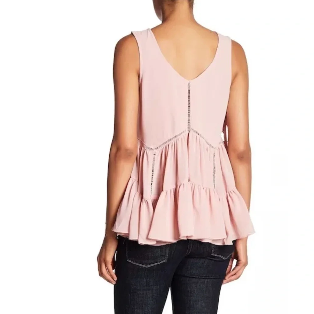 Romeo Juliet Couture Pink Flared Eyelet Blouse - Picture 2 of 8